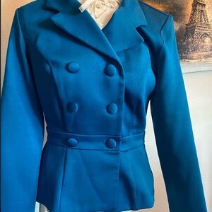 Elegant Blue Double-Breasted Women's Jacket